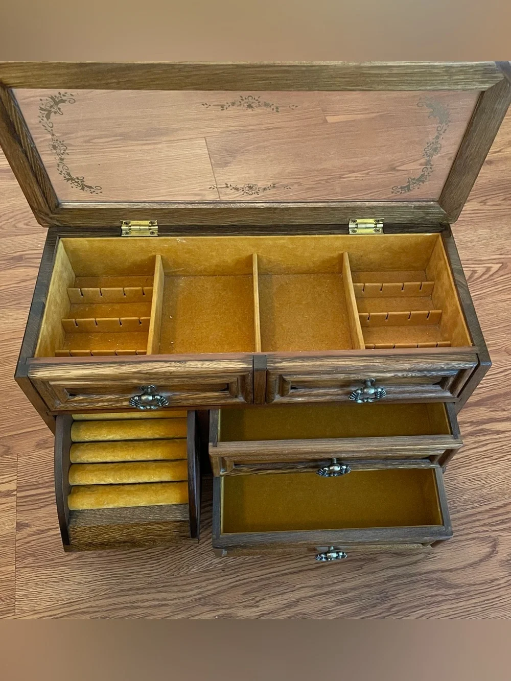 Vintage Wooden Dresser Style Jewelry Box Lift Top Japan 14x6x9